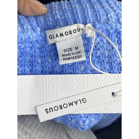 Glamorous Woman’s Blue Slouchy Boyfriend Oversized Sweater Cardigan SZ M - Picture 4 of 6